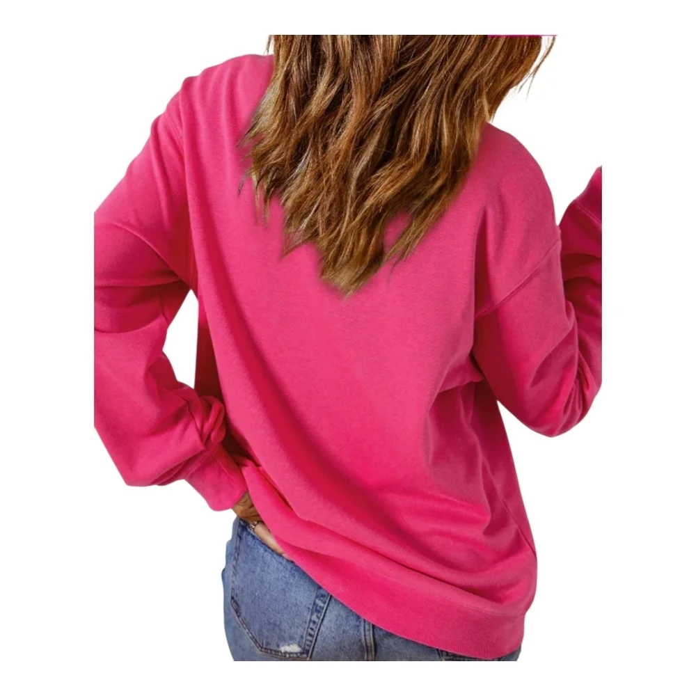 ROUNDTABLE INJ. - Soft Strawberry Pink Heart Pattern Sweatshirt - Picture 4 of 13